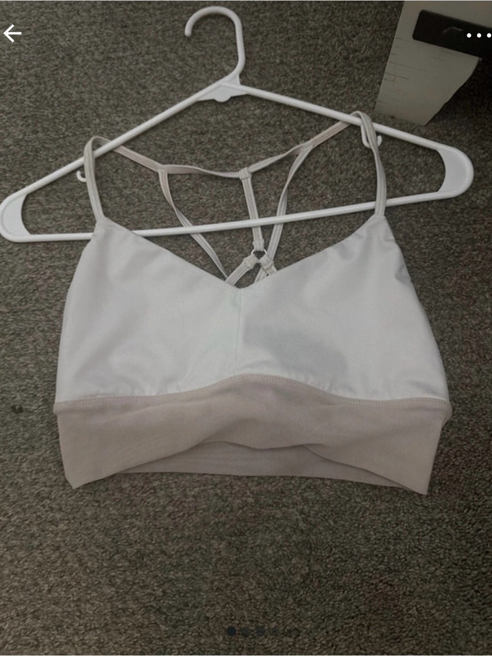 ALO Yoga Two-Tone Strappy Bralette in White & Beige